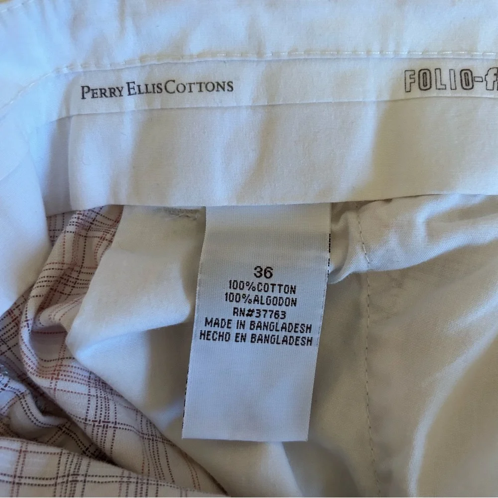 Perry Ellis Men’s White Plaid Shorts, 36 - Picture 4 of 4